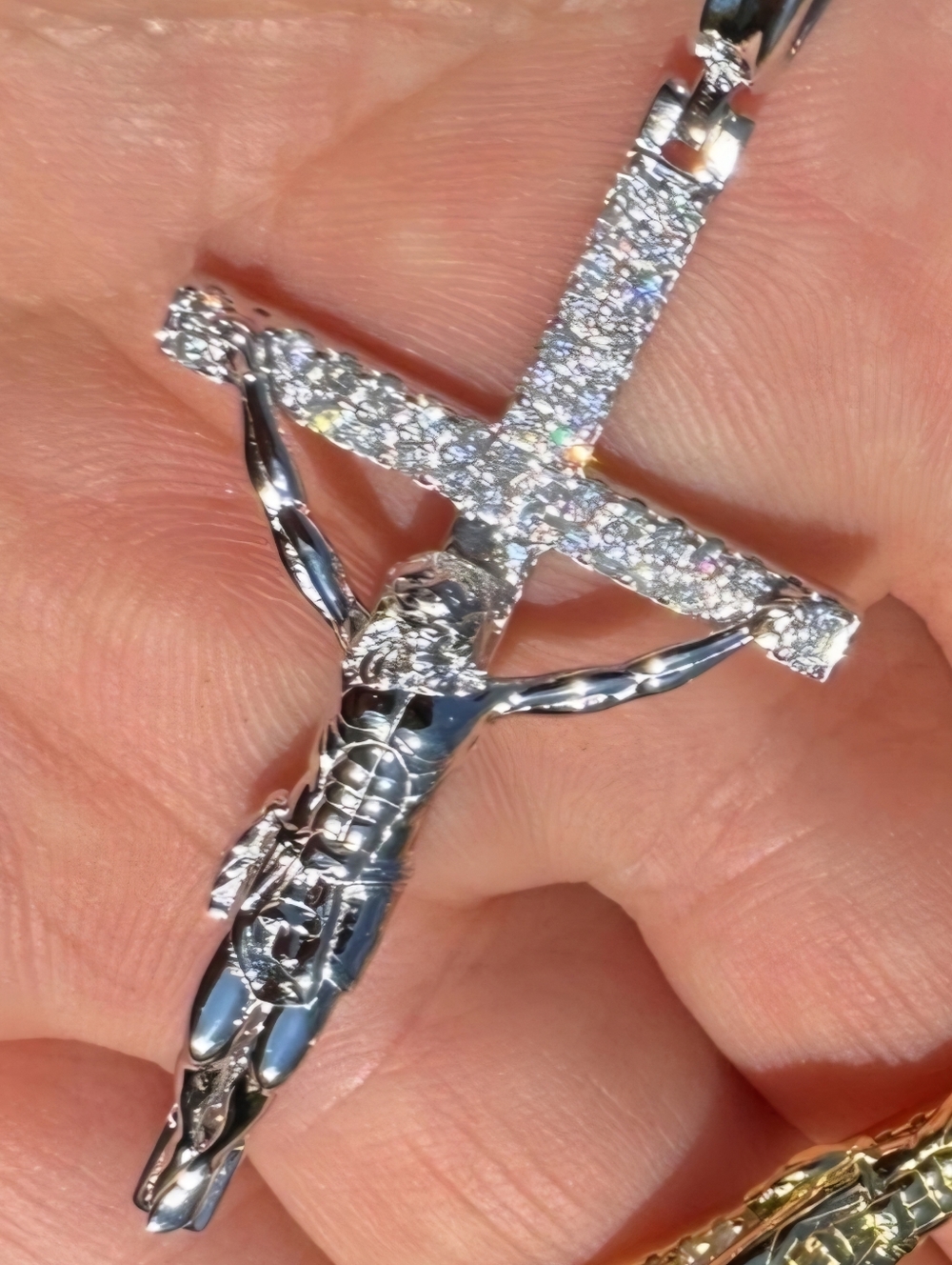 Iced Out 3D Jesus On Cross Moissanite Pendant - Real 925 Silver 2" NEW - Picture 13 of 13